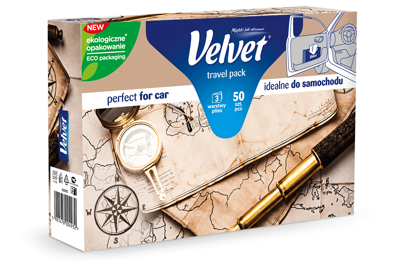Chusteczki higieniczne Velvet Travel Pack – kolorystyka w odcieniach brązu