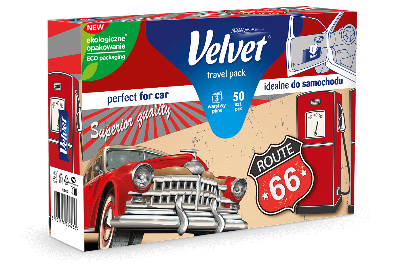 Chusteczki higieniczne Velvet Travel Pack – kolorystyka w odcieniach czerwieni