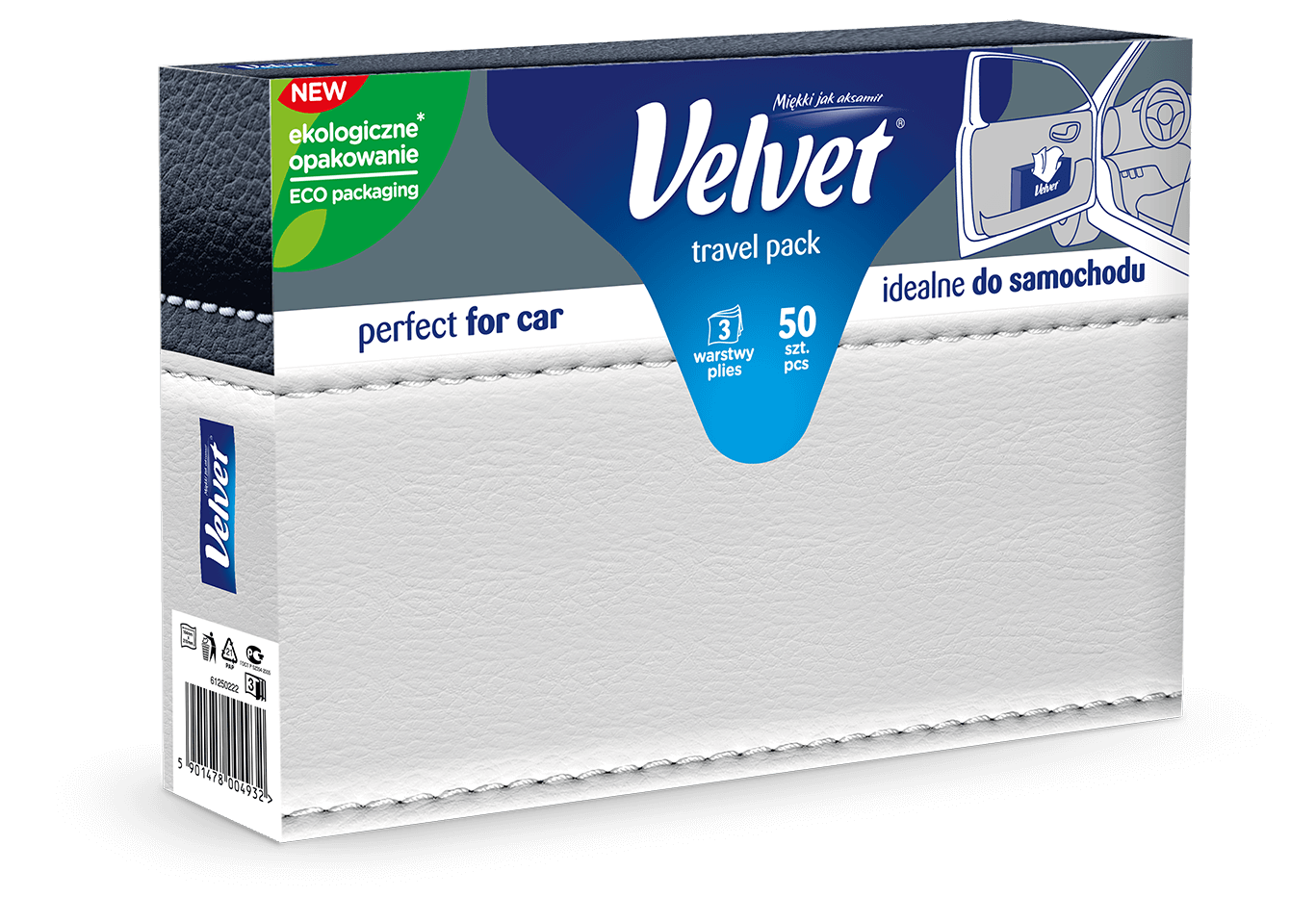 Chusteczki higieniczne Velvet Travel Pack – kolorystyka w odcieniach szarości