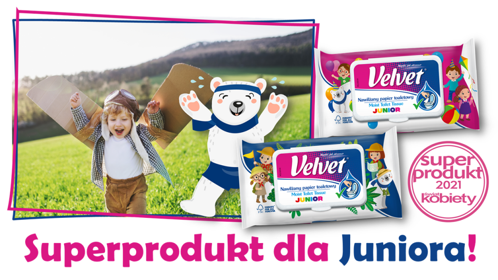 Nawilżany papier toaletowy Velvet Junior – nagroda Superprodukt