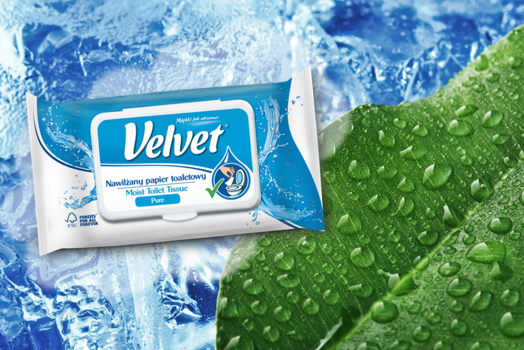 Nawilżany papier toaletowy Velvet – Velvet Pure