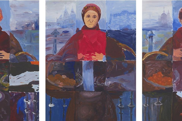 Grupa pod kierunkiem Tymka Borowskiego, Tryptyk II, 2025, akryl płótno, wymiar każdej pracy 120 x 90 cm