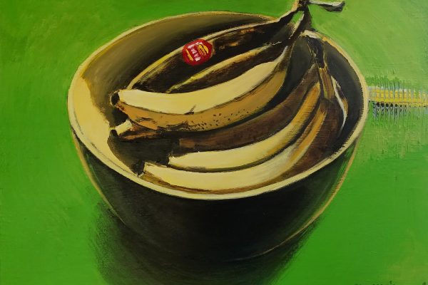 Maciej Majewski, Banany, 2025 akryl płótno, 50 x 73 cm
